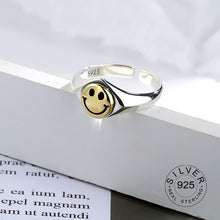 Load image into Gallery viewer, Hot Sale Happy Smiley Face Lightning Stamp Tibetan Ring Big Large Retro Vintage Golden Gothic Women Jewelry Rings