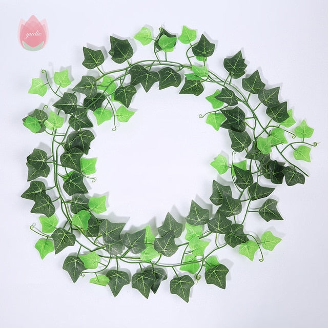 1Pcs 230Cm Green Silk Artificial Hanging Leaf Garland Plants Vine Leaves Diy For Home Wedding Party Bathroom Garden Decoration