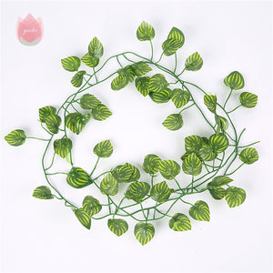 1Pcs 230Cm Green Silk Artificial Hanging Leaf Garland Plants Vine Leaves Diy For Home Wedding Party Bathroom Garden Decoration