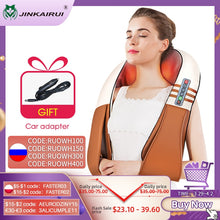 Load image into Gallery viewer, (with Gift Box) JinKaiRui U Shape Electrical Shiatsu Back Neck Shoulder Body Massager Infrared Heated Kneading Car/Home Massager