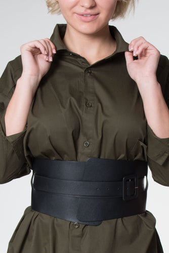 Wide Leather Belt Black