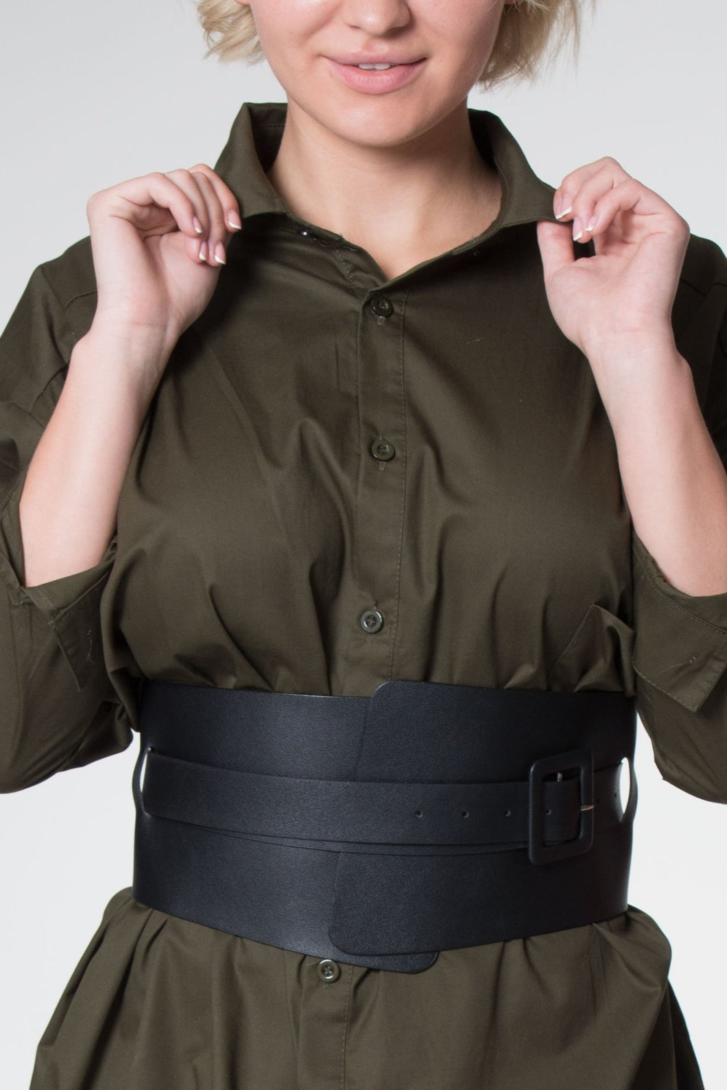 Wide Leather Belt Black