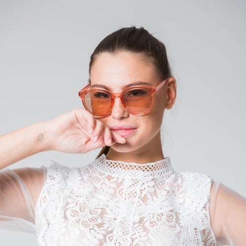 Red Orange Round Sunglasses