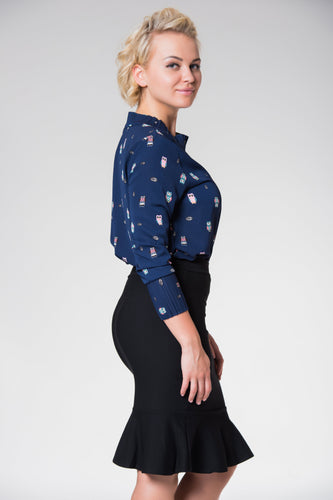 Ruffled Hem Short Skirt Black