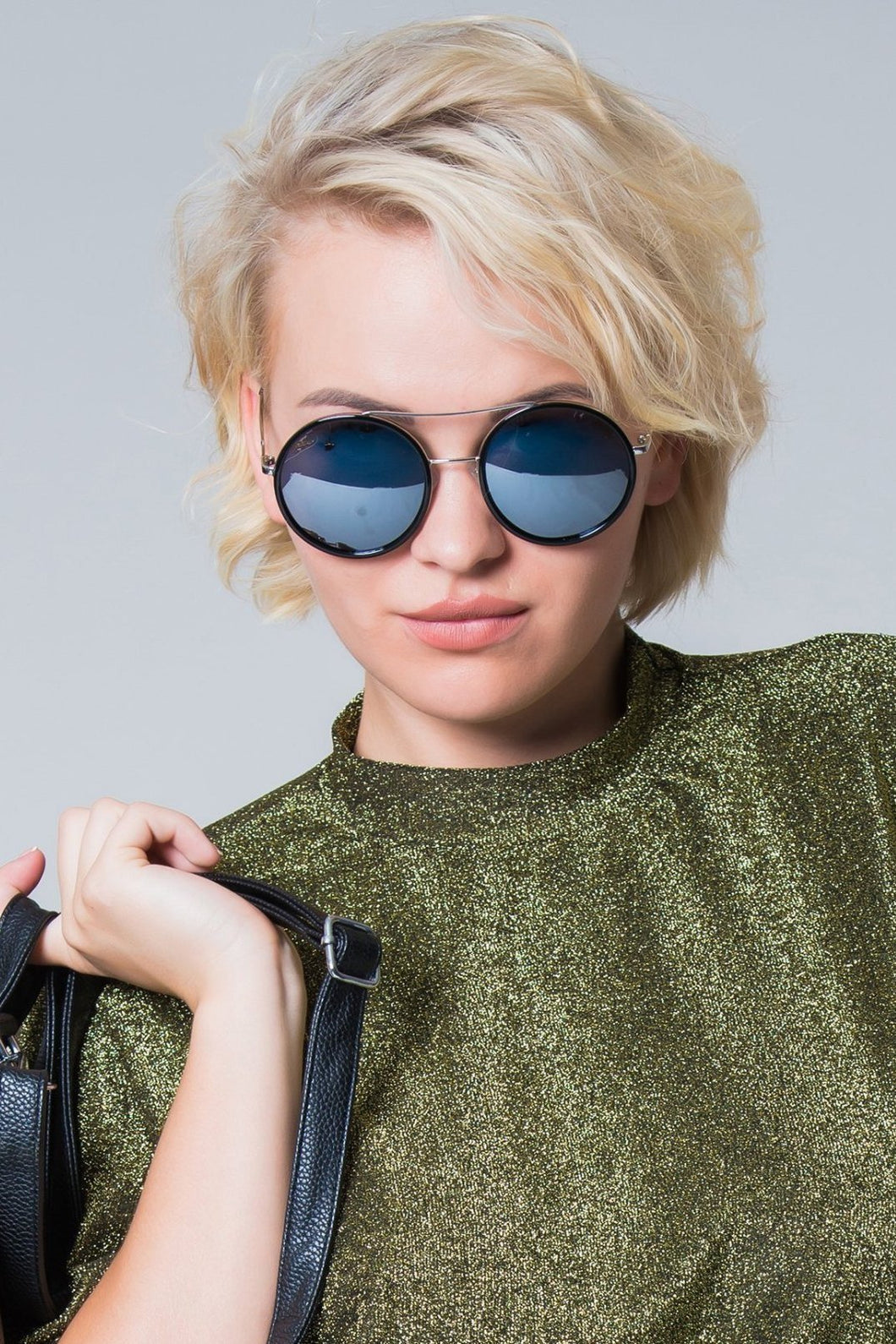 Round Tinted Brow Sunglasses