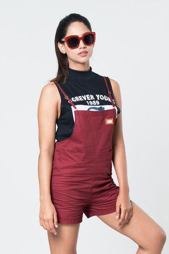 Dancing Short Dungarees Maroon