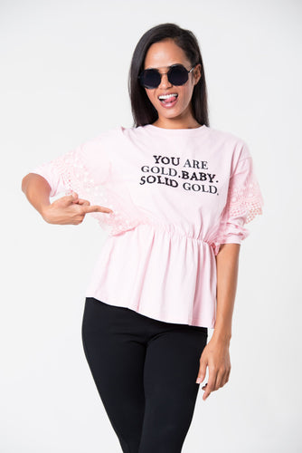 Gold Baby Tee Pink