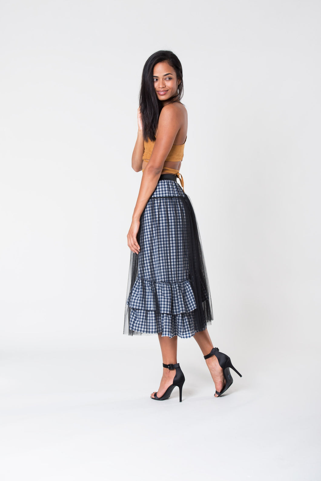 Mesh Skirt Checkered
